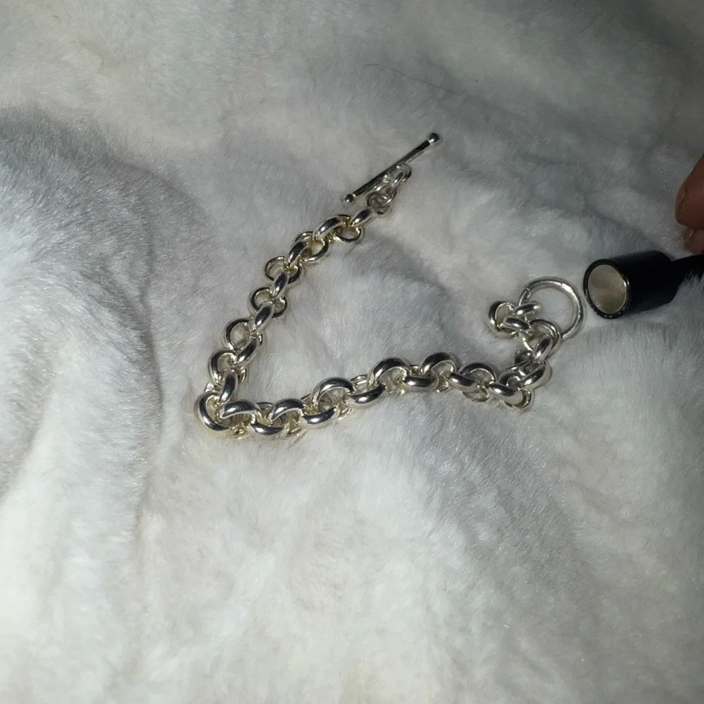 “OTC Signed” 925 Italy Marked Rolo Toggle Bracelet “ - Picture 11 of 17